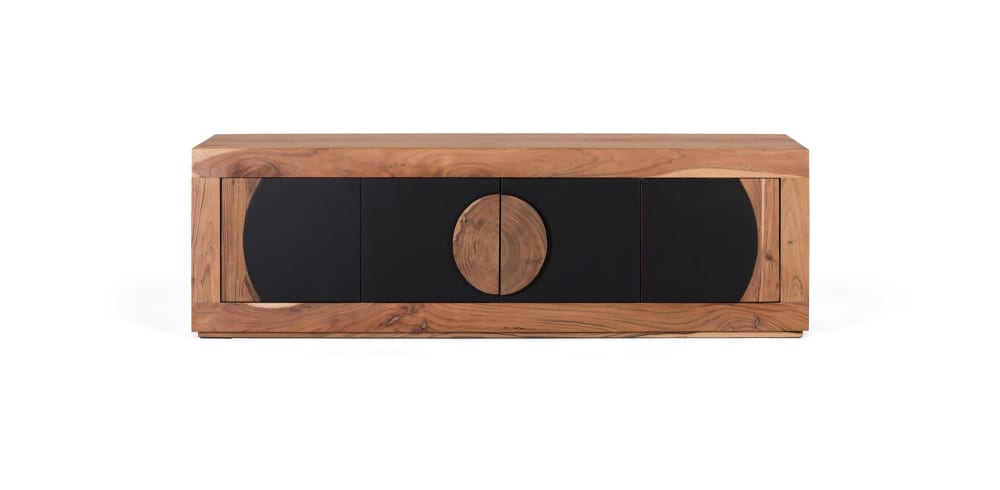 Meuble TV en bois d'acacia avec 4 portes