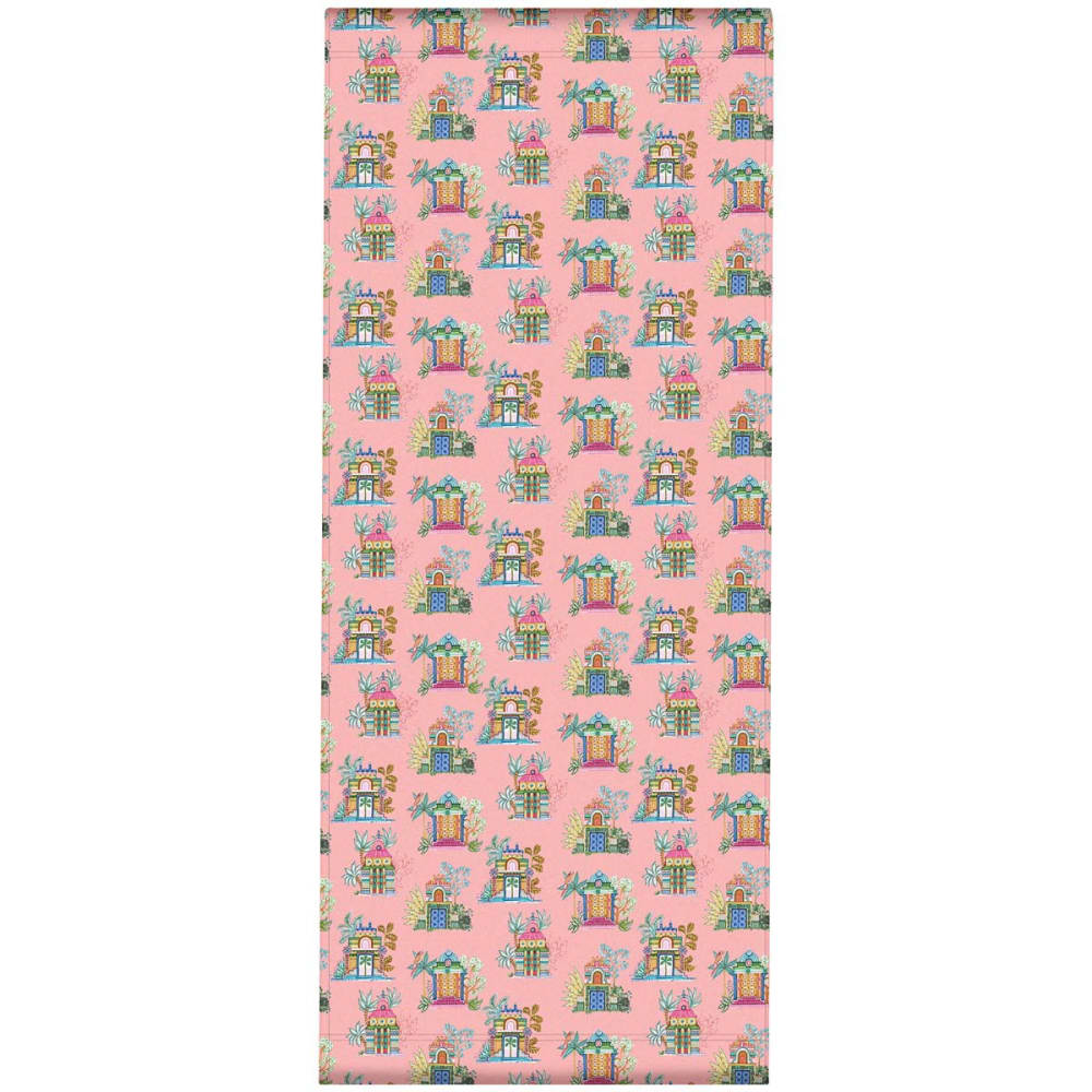 Toile outdoor de chaise longue amovible motif temples rose