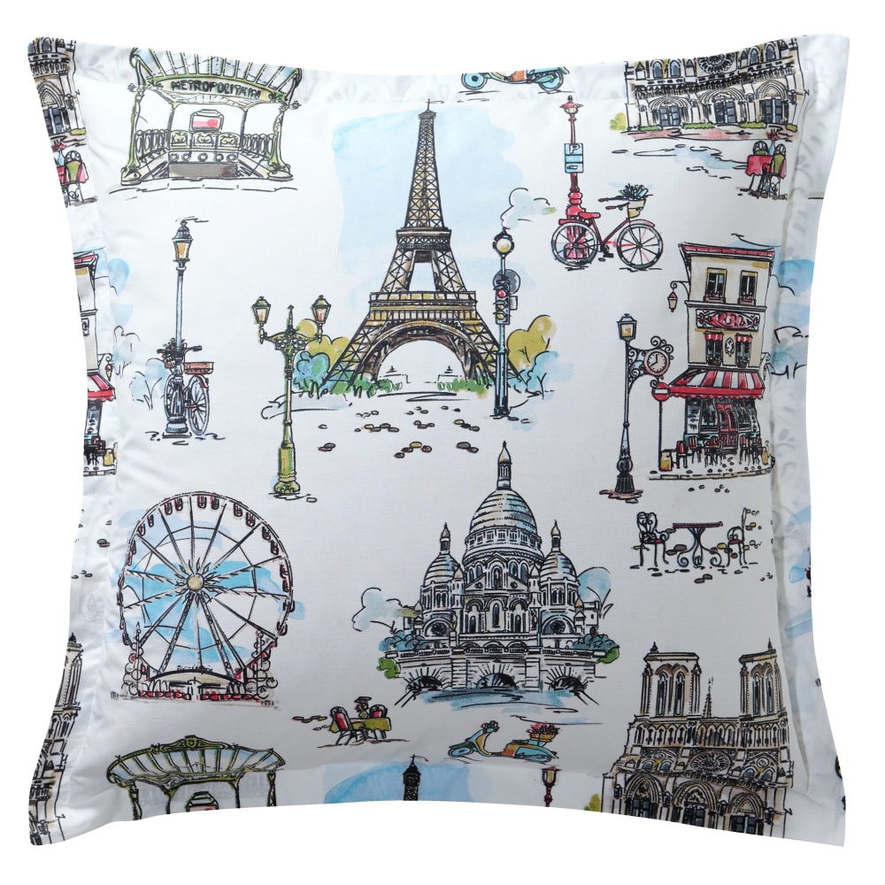 Taie volant en coton multicolore 63x63cm