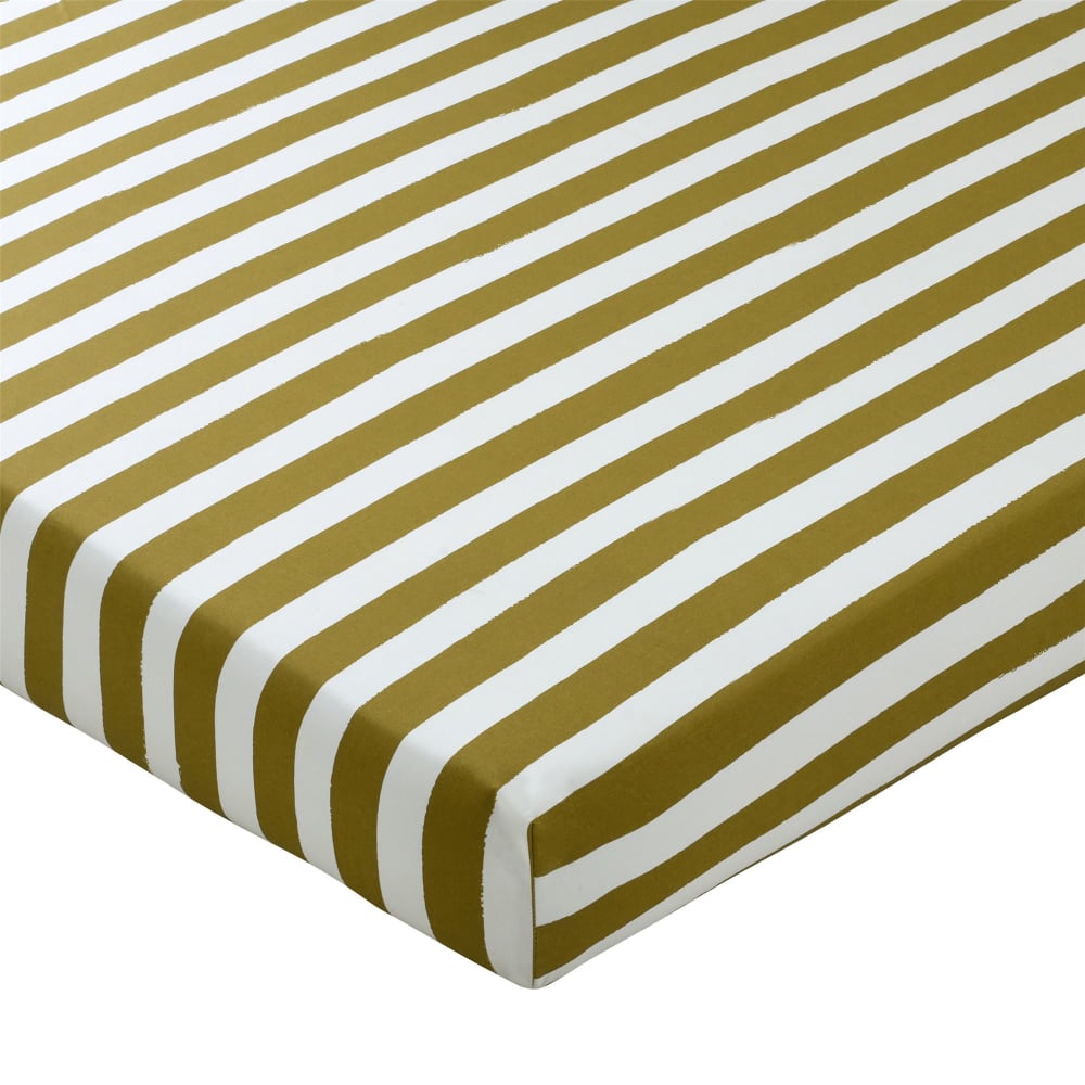 Drap-housse en coton jaune ocre 140x190x28cm