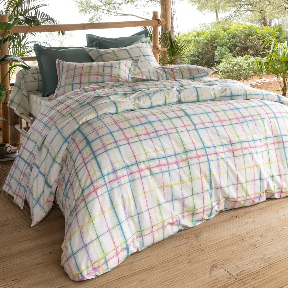 Housse de couette en coton blanc cassé 200x200cm