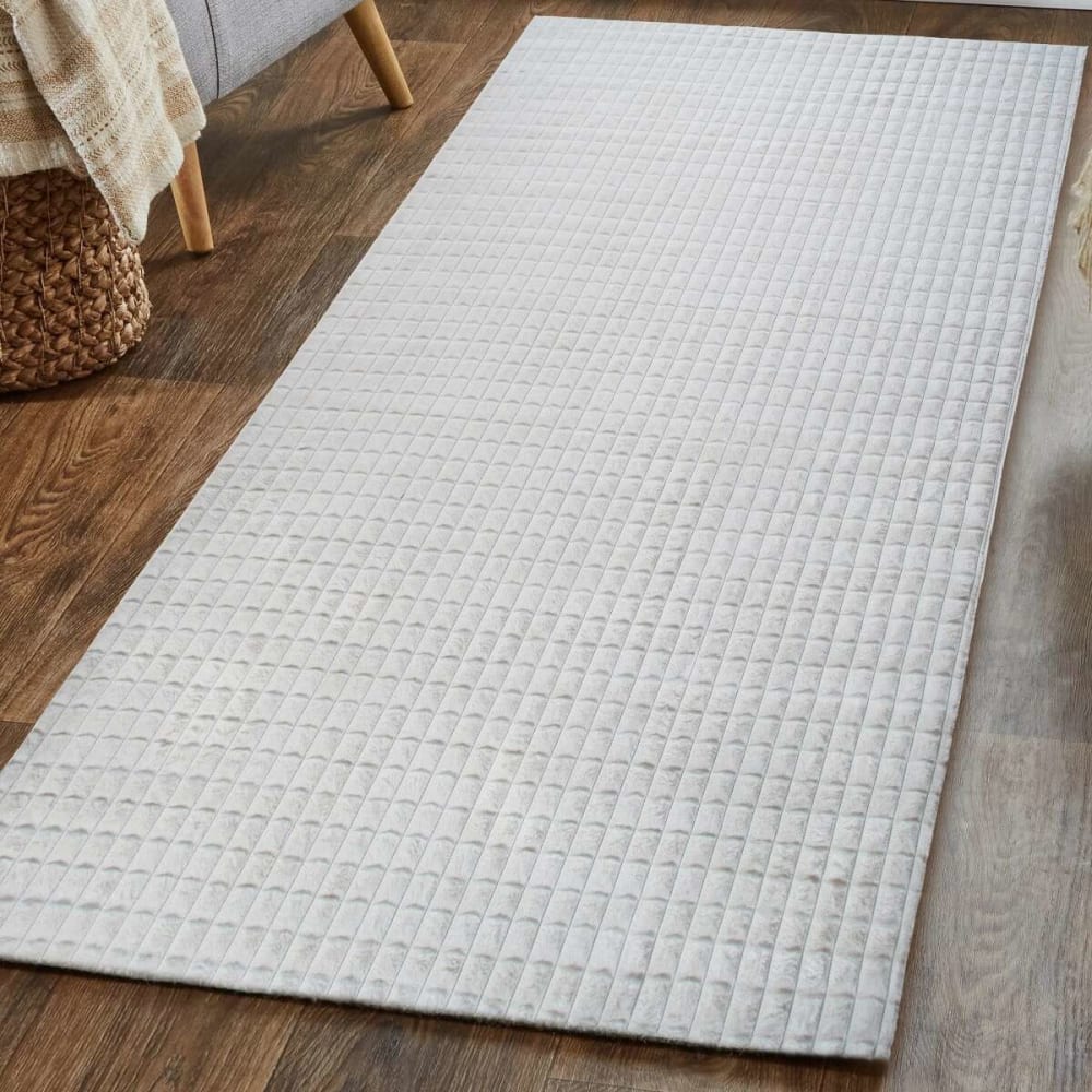The Deco Factory Teppich Hochflor mit Schachbrettmuster, extra weich, 80x150, weiß style modern Öko-Tex Zertifikat - Pes - Polyester