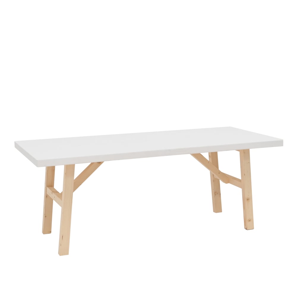 Table basse en bois de sapin blanche 120x45cm