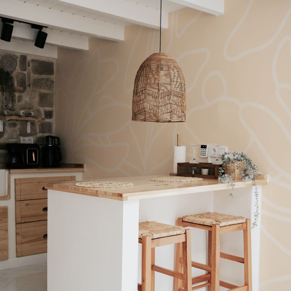 Acte Deco Panorama-Vliestapete mit abstraktem Naturmuster, Beige 150 x style modern Beige Öko-Tex Zertifikat Papier