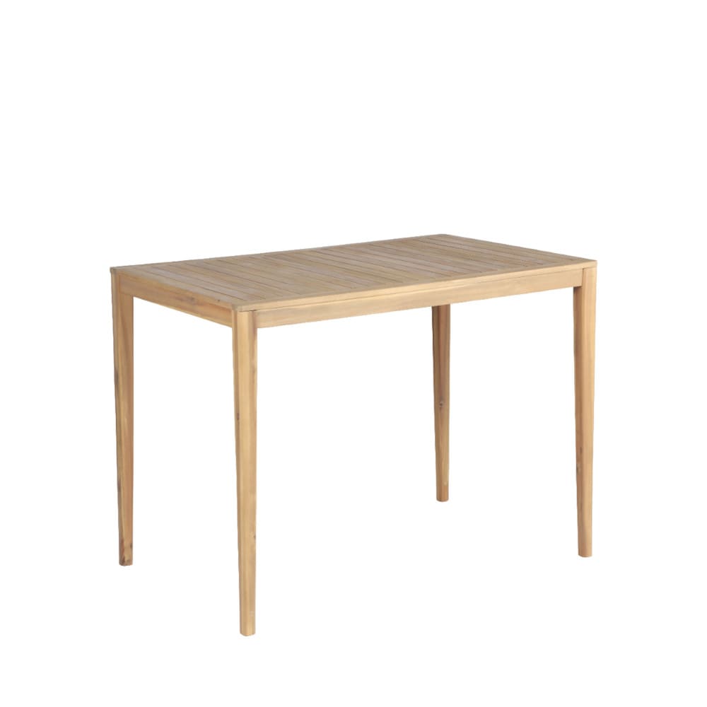 Table haute 140x90x105 cm en bois d'acacia blanchi