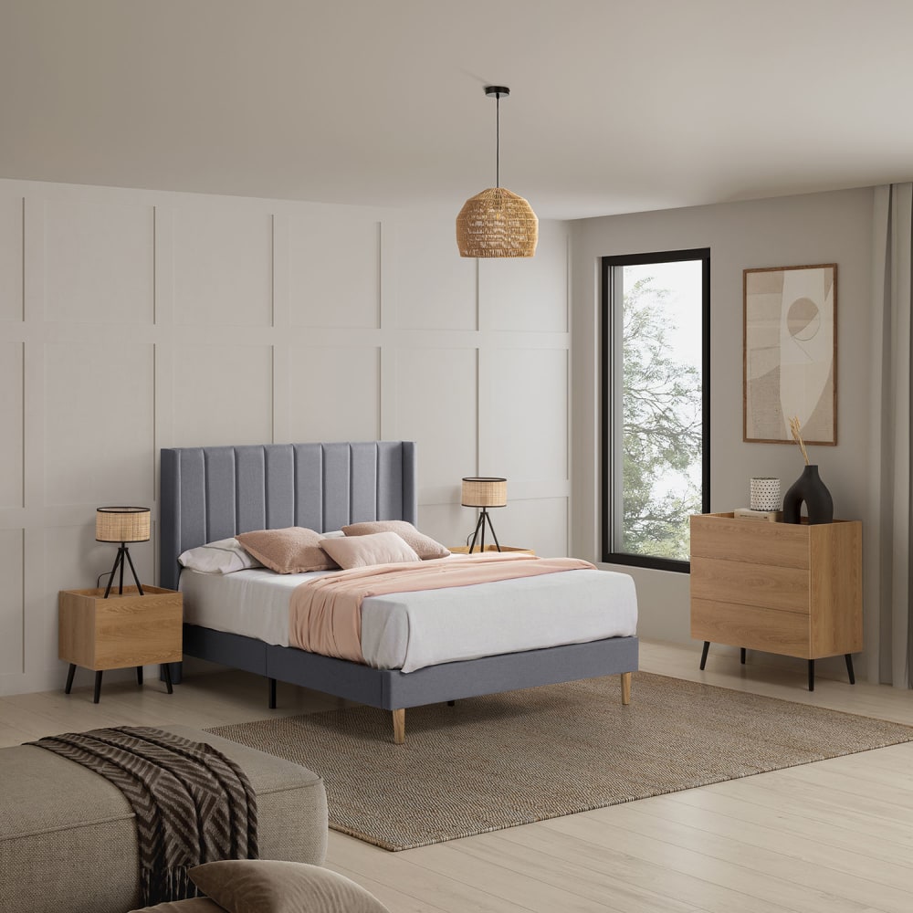 Cadre de lit rembourré 30 cm, 90x190 cm, Gris foncé - Maisons du Monde