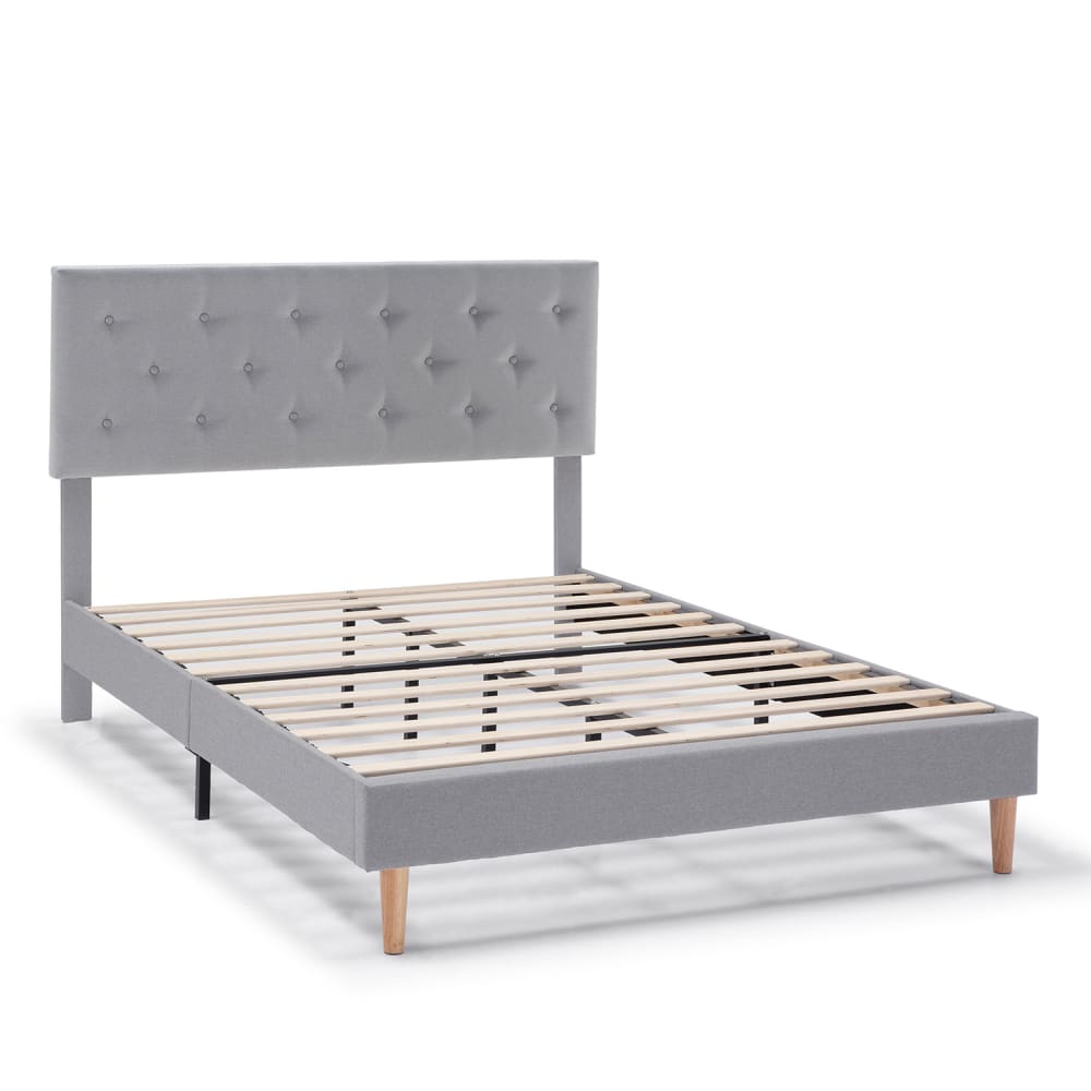HOMN Polsterbett 30 cm, 150 x 190 cm, Hellgrau style modern Silber Pes - Polyester
