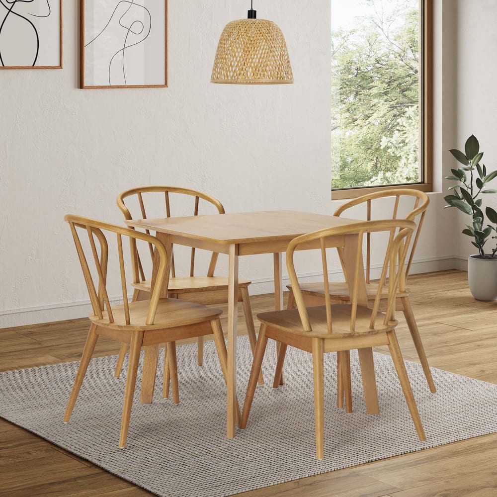 Ensemble table 80x80 cm et 4 chaises de salle à manger Chêne