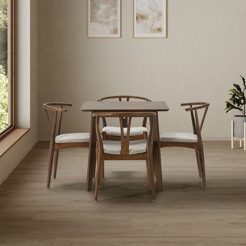 Ensemble table 80x80 cm et 4 chaises de salle à manger Noyer - Maisons du Monde