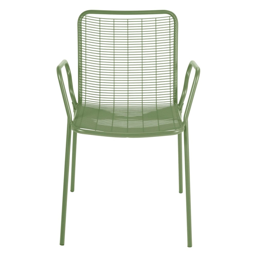 Chaise accoudoirs extérieur métal vert amande ROMA