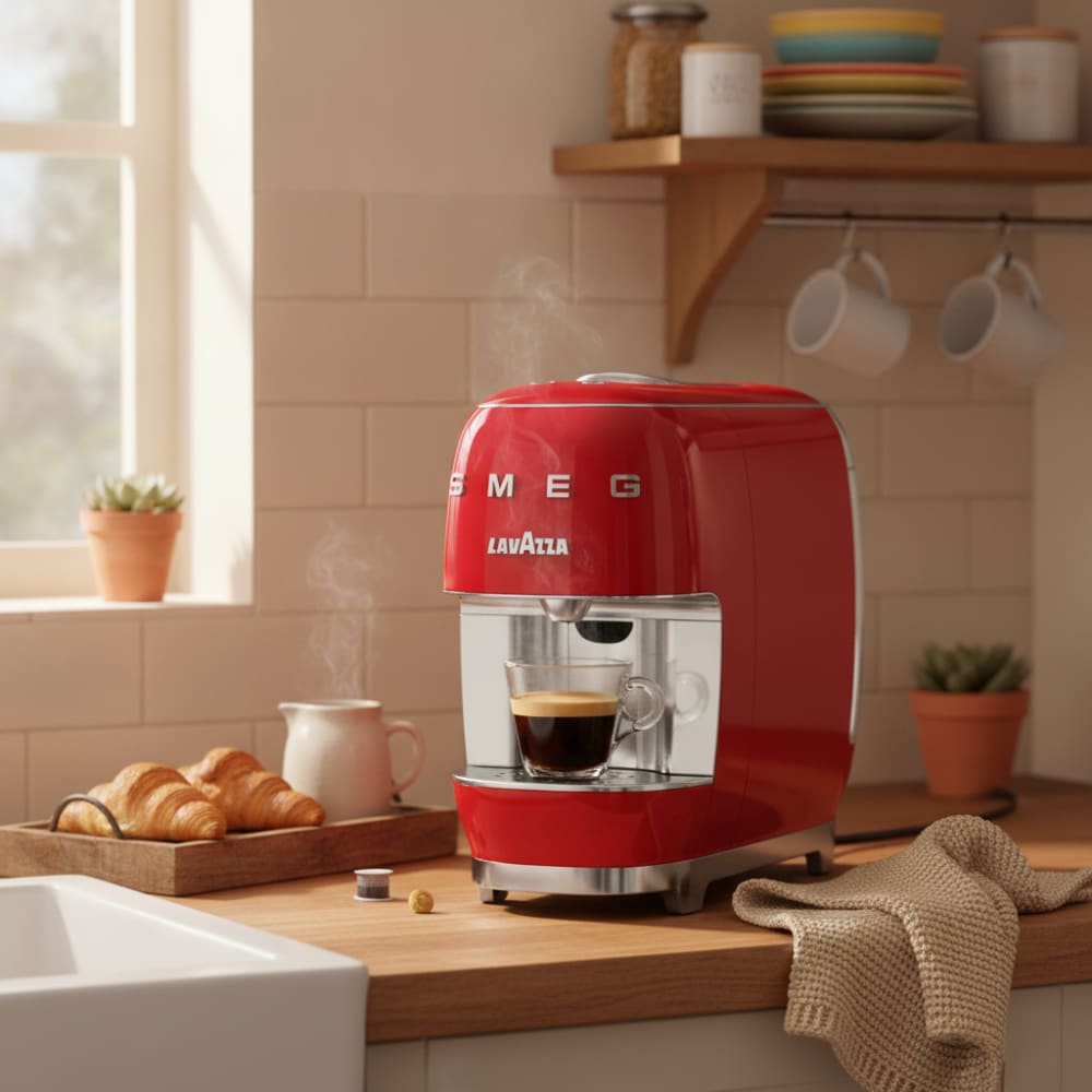 Machine à café dosette lavazza 0,9l rouge smeg - Maisons du Monde