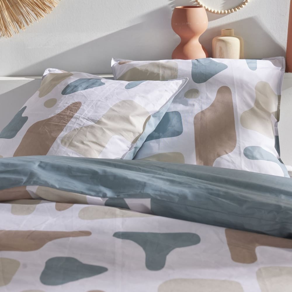 Parure de lit imprimé graphique coton 220x240 cm blanc - Maisons du Monde
