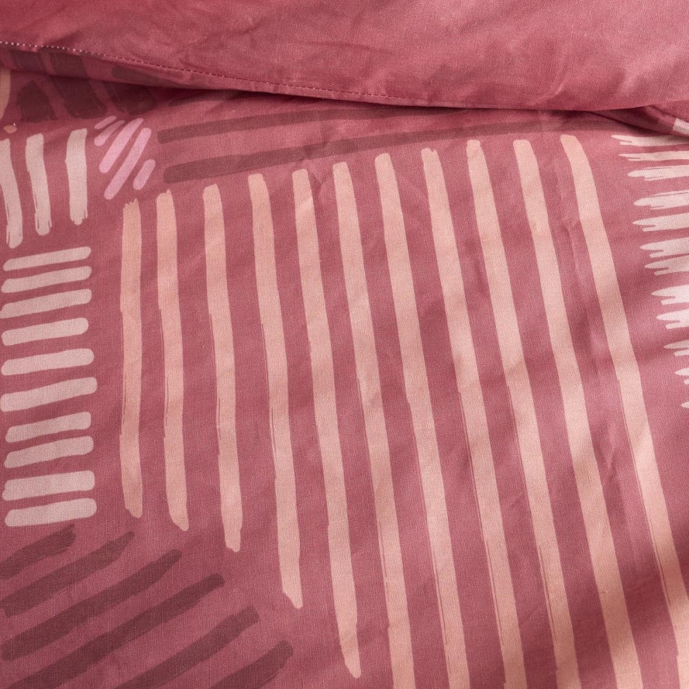 Parure de lit imprimé graphique coton 220x240 cm rose — vue 3