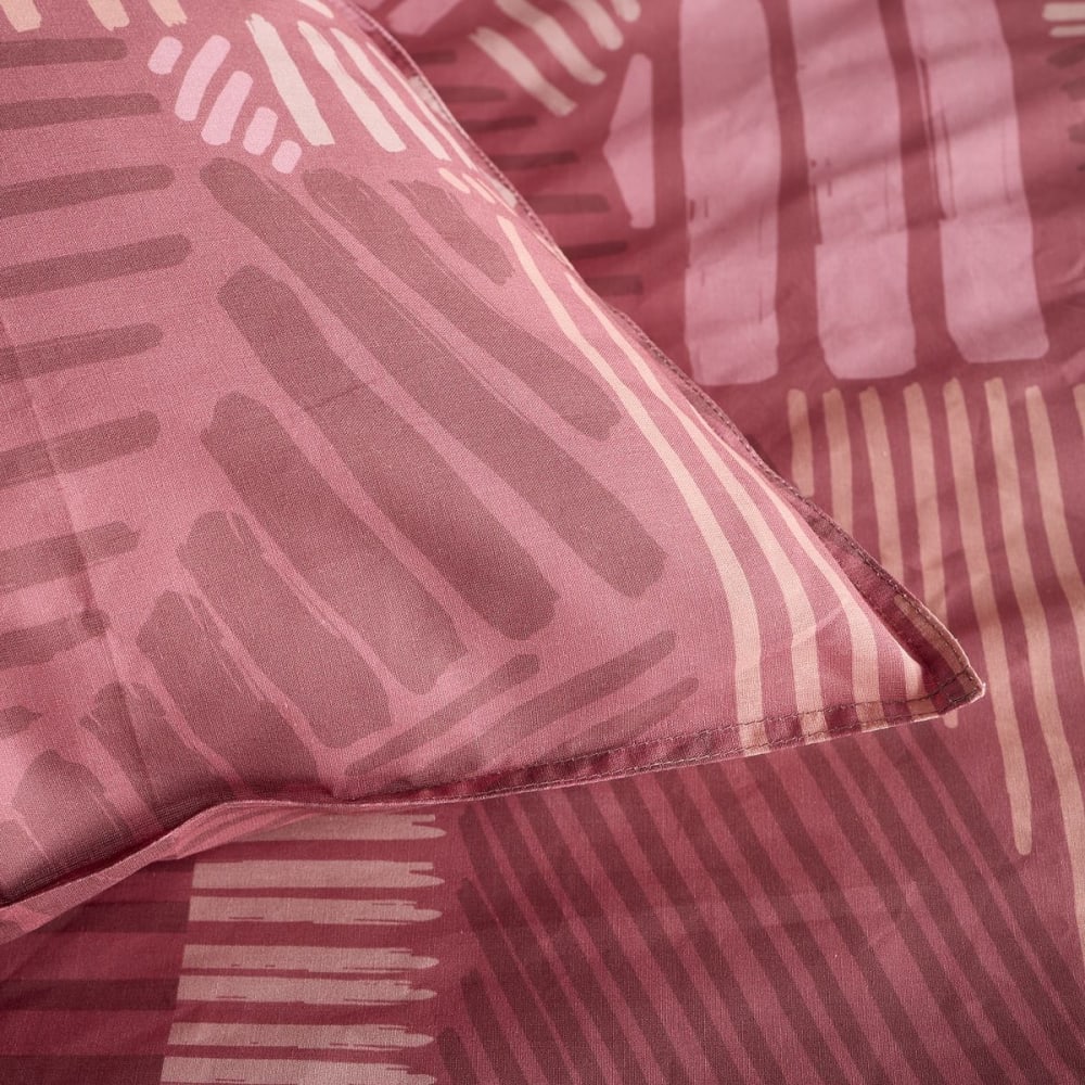Parure de lit imprimé graphique coton 220x240 cm rose — vue 4