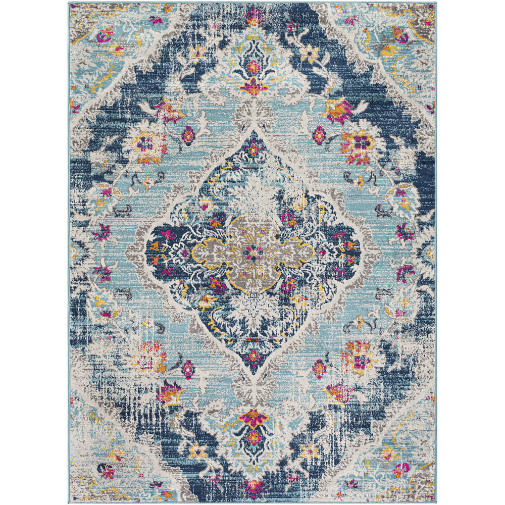 Tapis vintage oriental multicolore/bleu 100x153