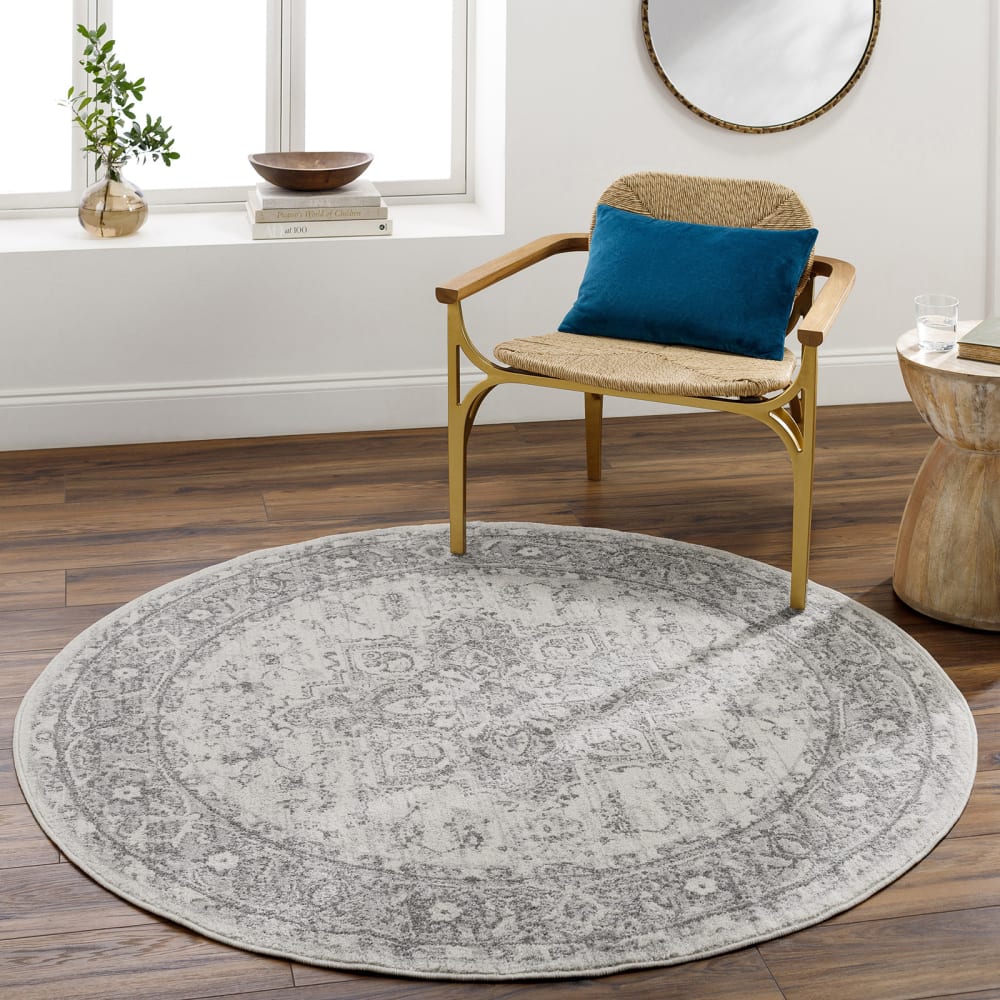 Tapis rond vintage oriental gris/blanc ø 160 — vue 3