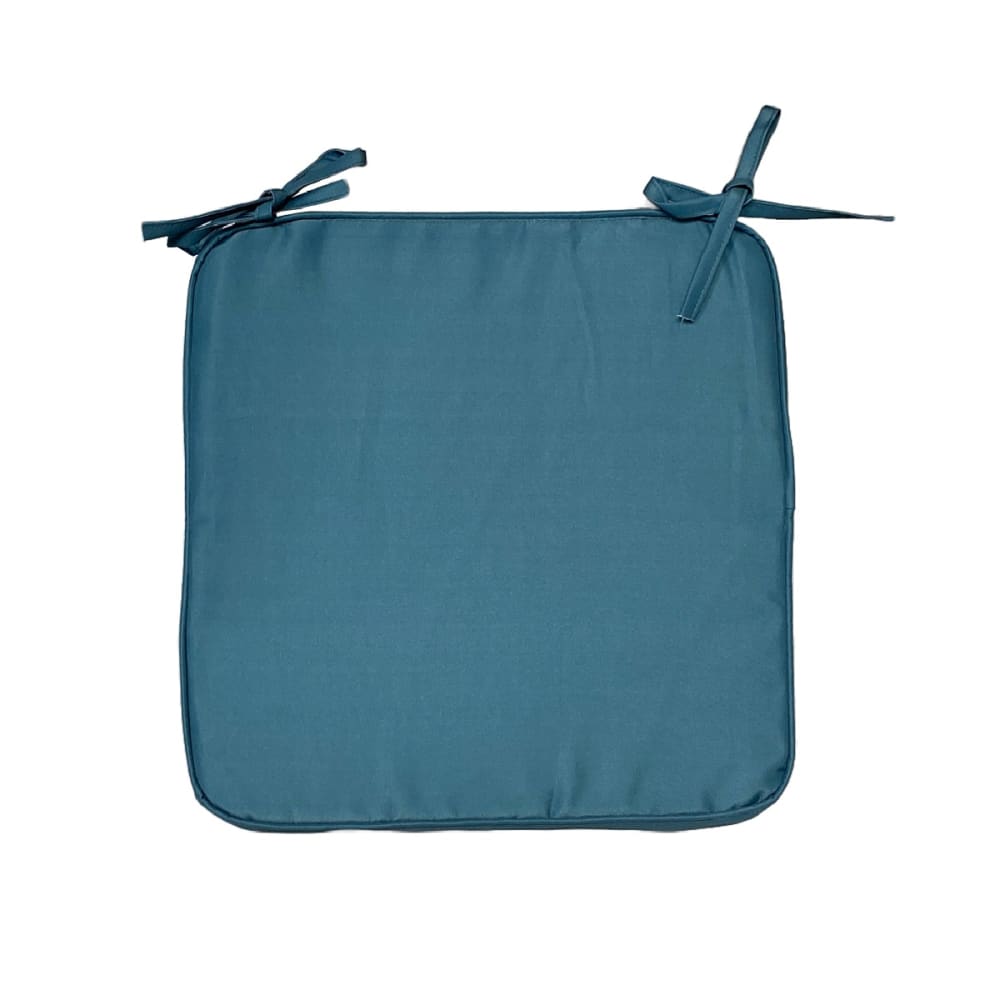 Galette de chaise déperlante avec 2 nouettes uni 38x38 cm bleu
