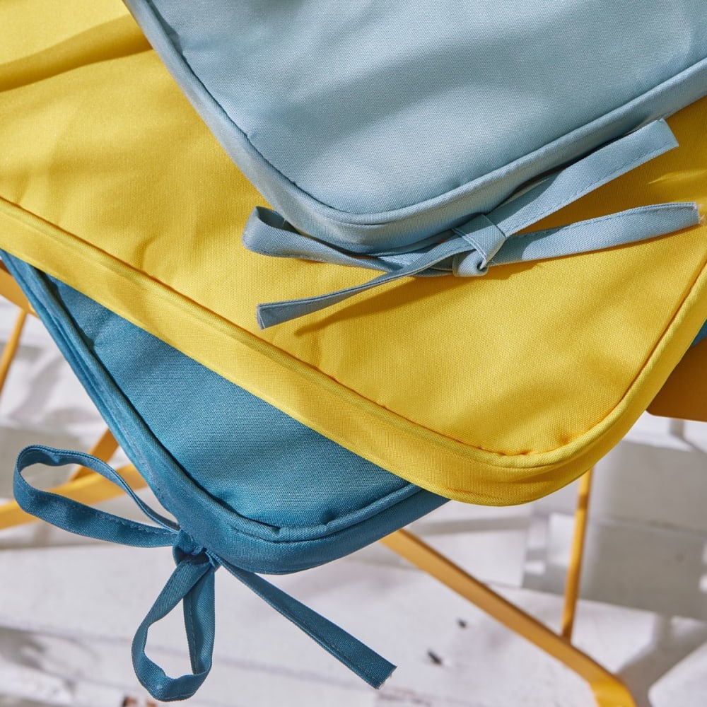 Galette de chaise déperlante avec 2 nouettes uni 38x38 cm bleu — vue 3