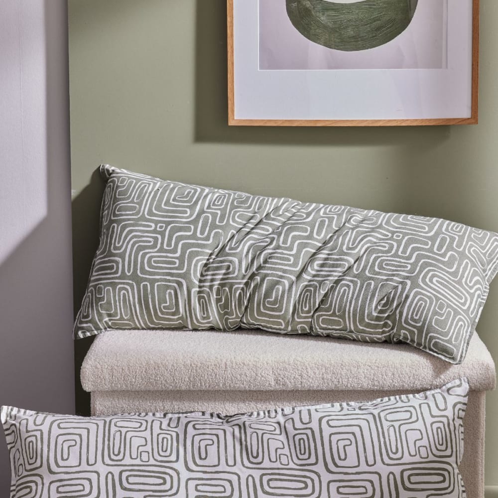 Coussin rectangulaire imprimé coton 40x90 cm vert — vue 4