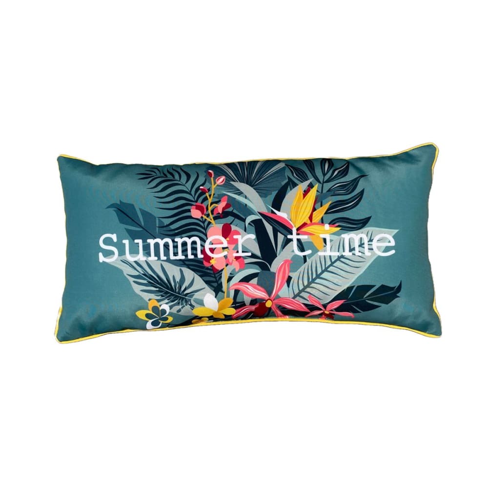 Coussin en tissu déperlant imprimé floral 30x60 cm bleu