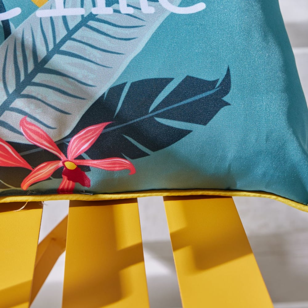Coussin en tissu déperlant imprimé floral 30x60 cm bleu — vue 3