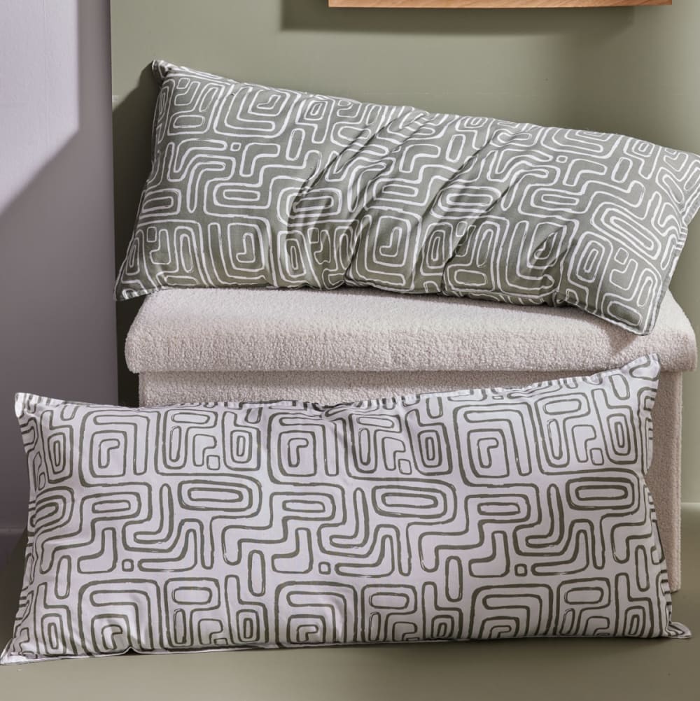 Coussin rectangulaire imprimé coton 40x90 cm blanc — vue 4