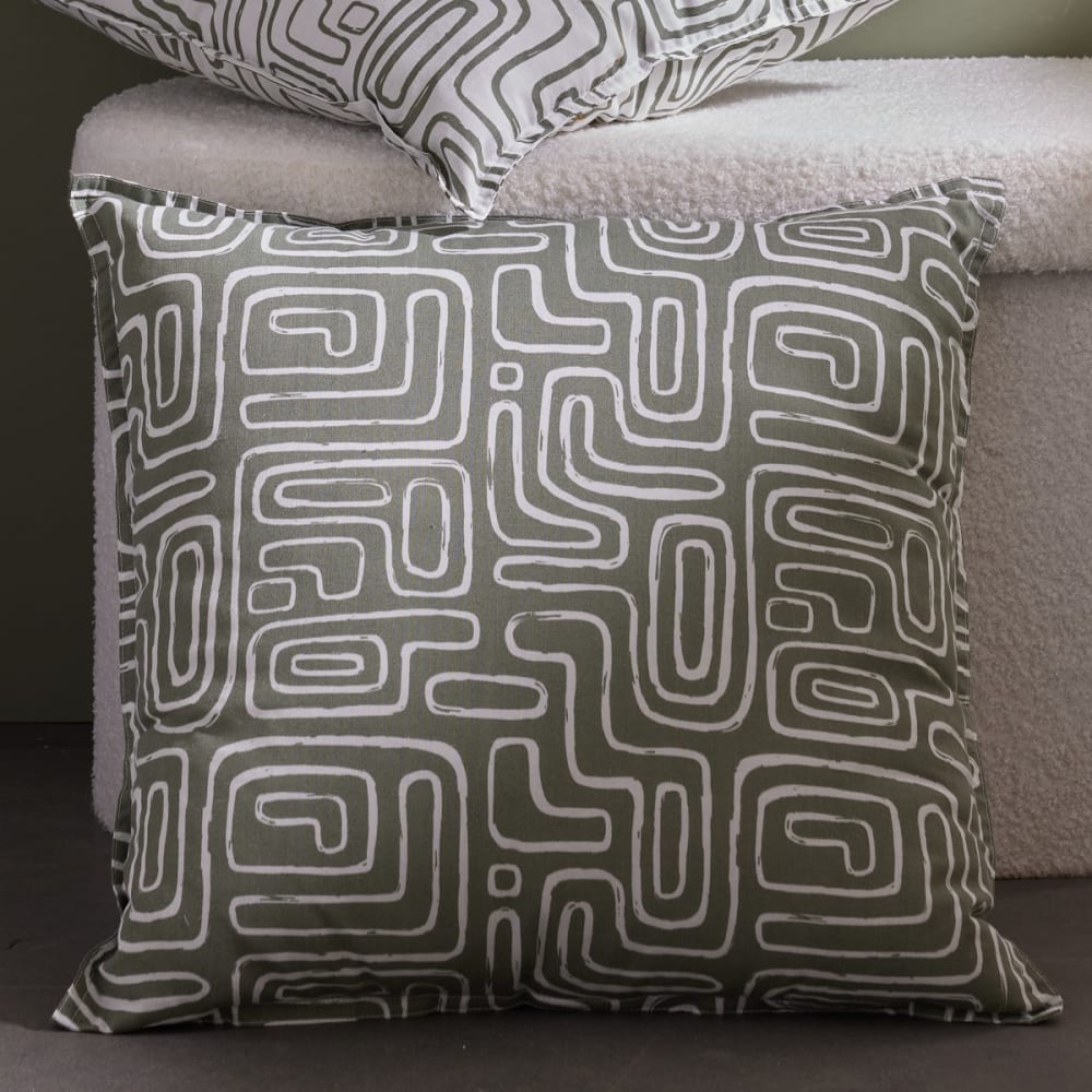 Coussin carré imprimé coton 50x50 cm vert — vue 4