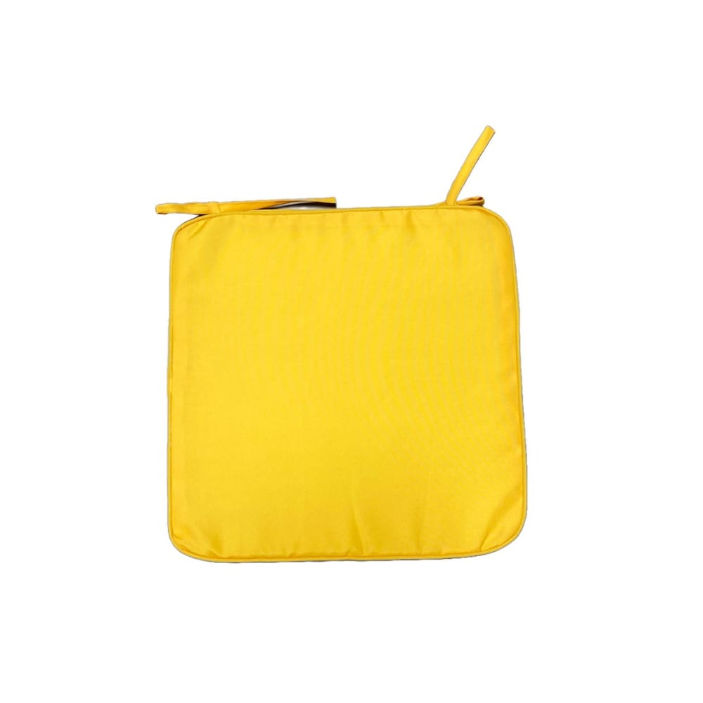 Galette de chaise déperlante avec 2 nouettes uni 38x38 cm jaune