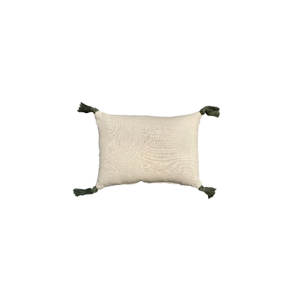 Coussin rectangulaire uni avec pompoms 30x40 cm Ecru