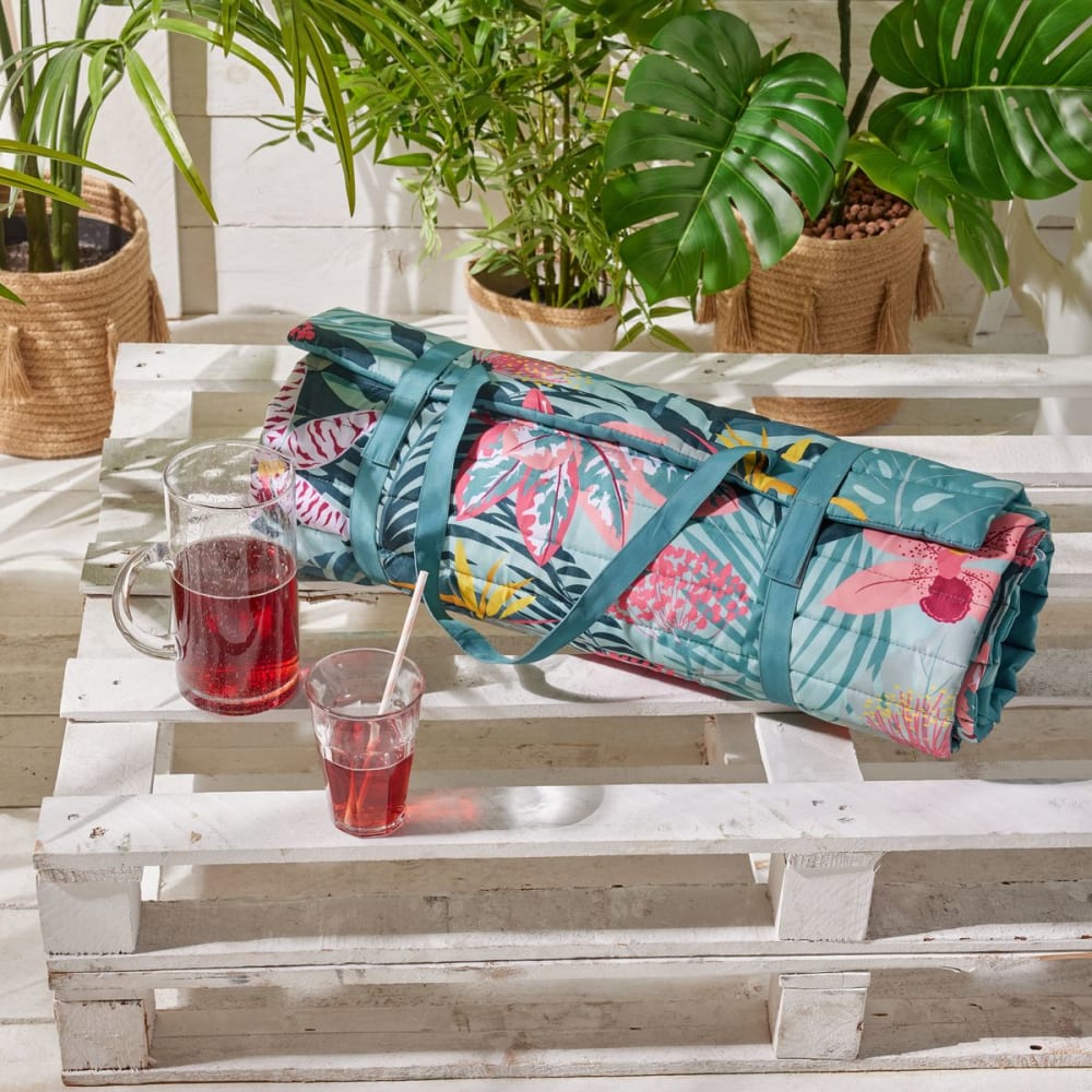 Matelas de plage déperlant avec oreiller intégré 60x180 cm bleu — vue 3
