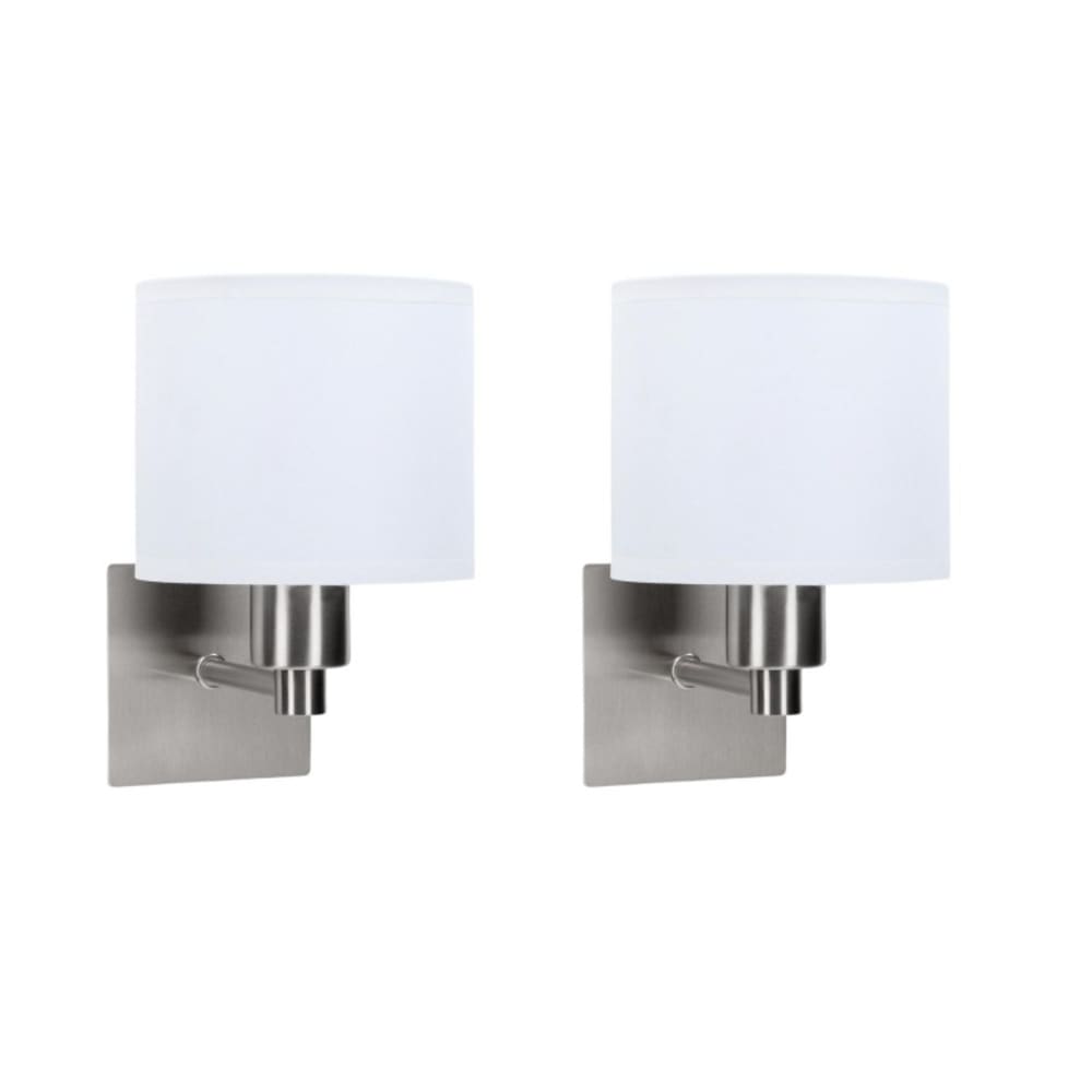 Applique LED (2 pièces) avec Abat-jour Tambour Nickel satiné
