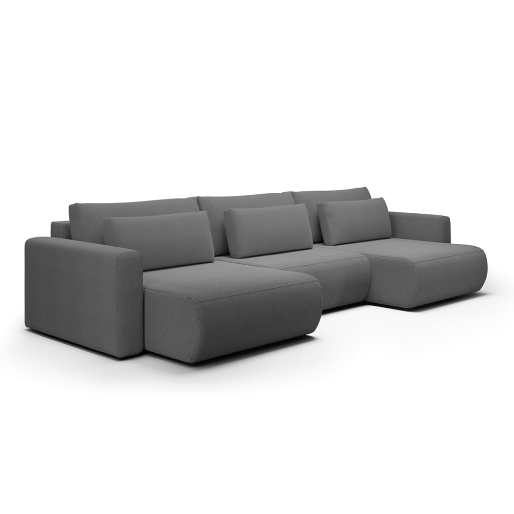 Canapé u 4 places convertible coffre bois de pin gris