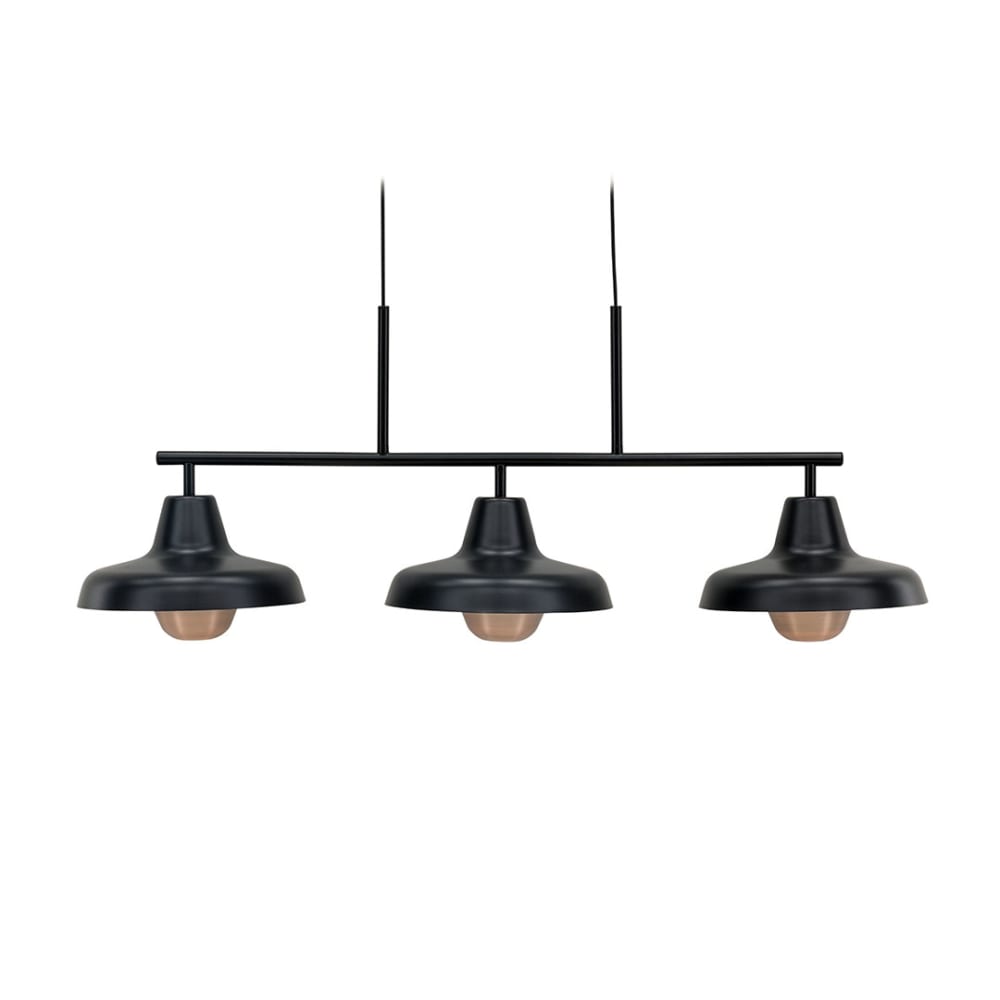 Suspension 3 ampoules en métal noir STEBA métal noir 100x30x48cm — vue 3
