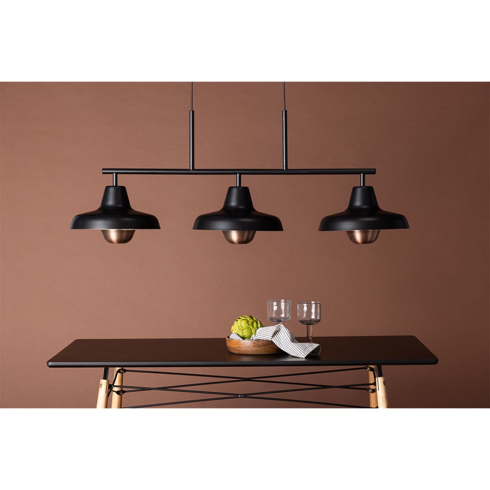 Suspension 3 ampoules en métal noir STEBA métal noir 100x30x48cm — vue 4