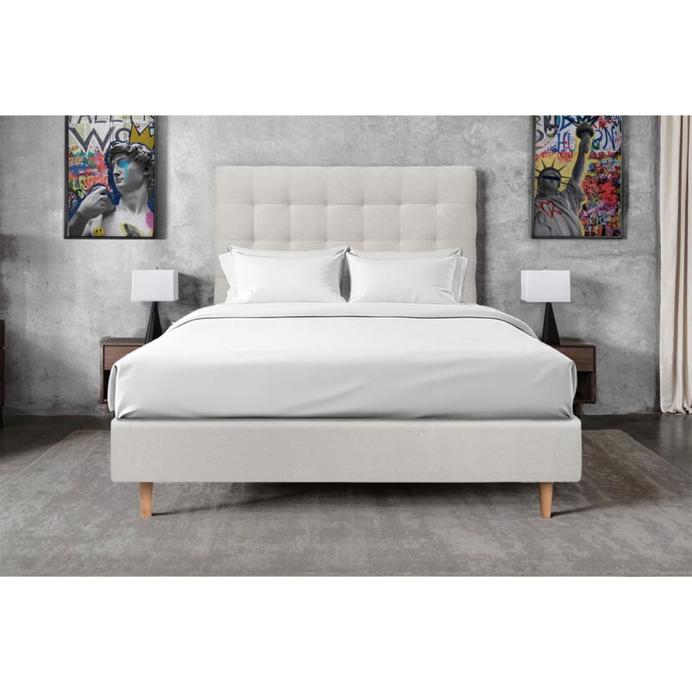 Tete de lit capitonnée velours gris clair 180x120