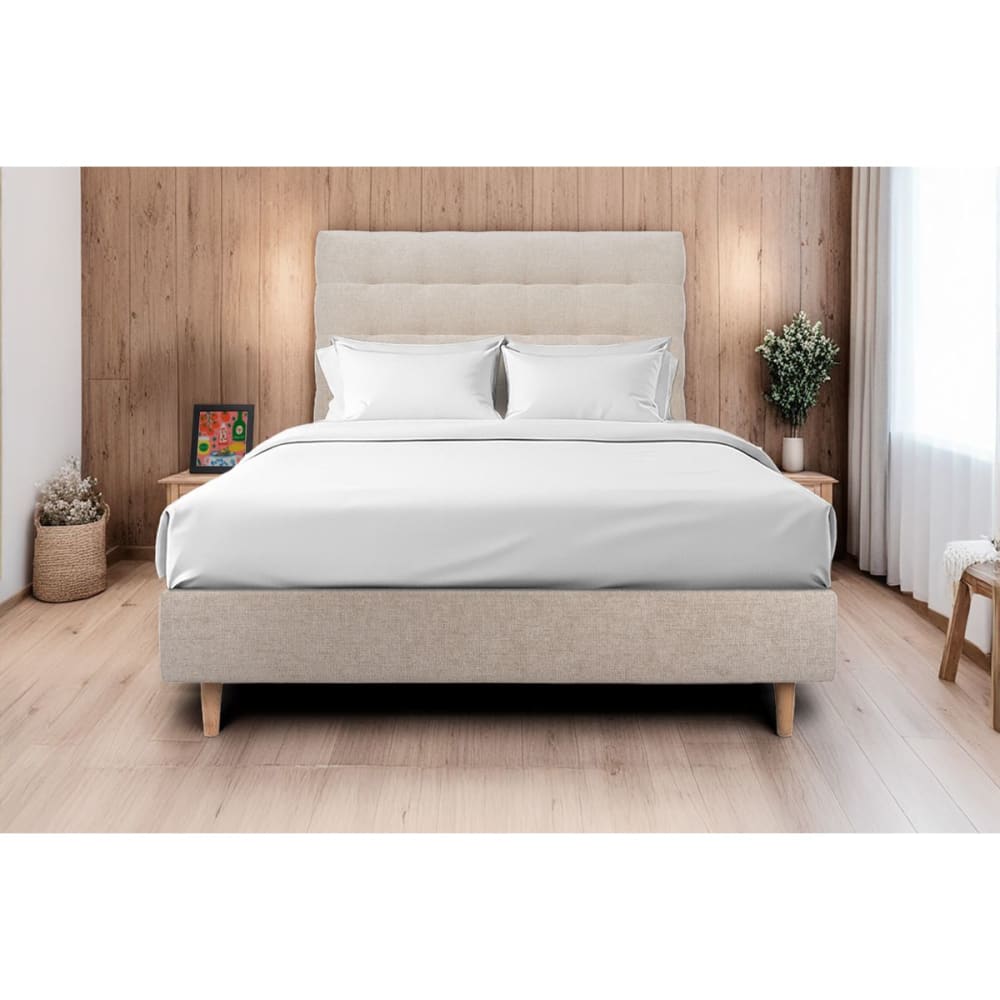 Tete de lit capitonnée tissu beige brun 160x120