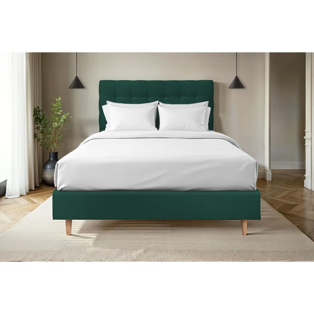 Tete de lit capitonnée velours vert 200x120