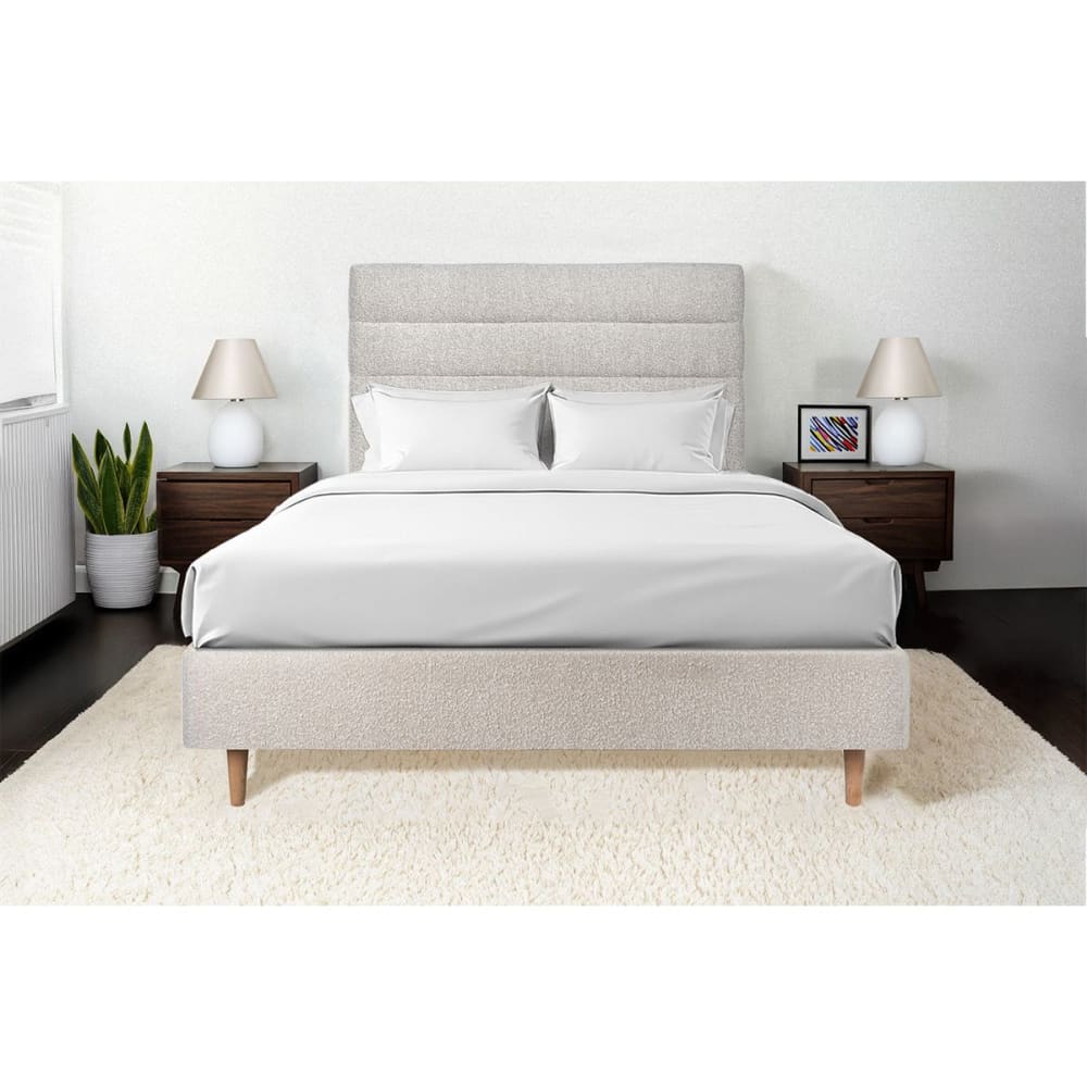 Tete de lit lignes bouclette beige clair 140x120