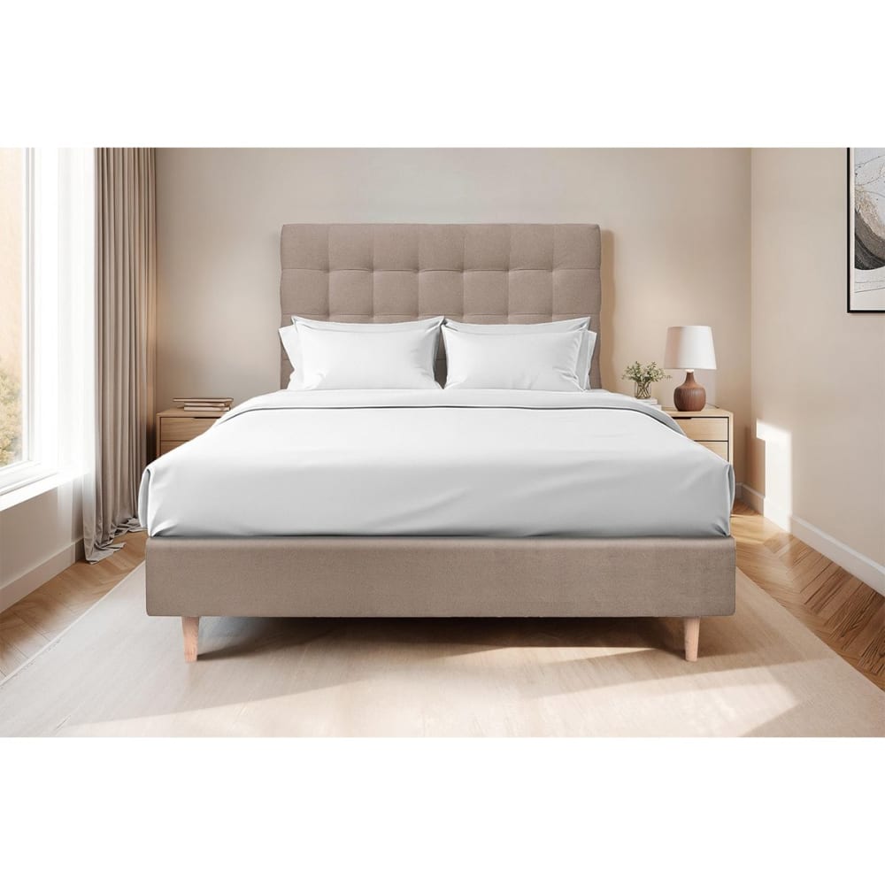 Tete de lit capitonnée velours taupe 160x120