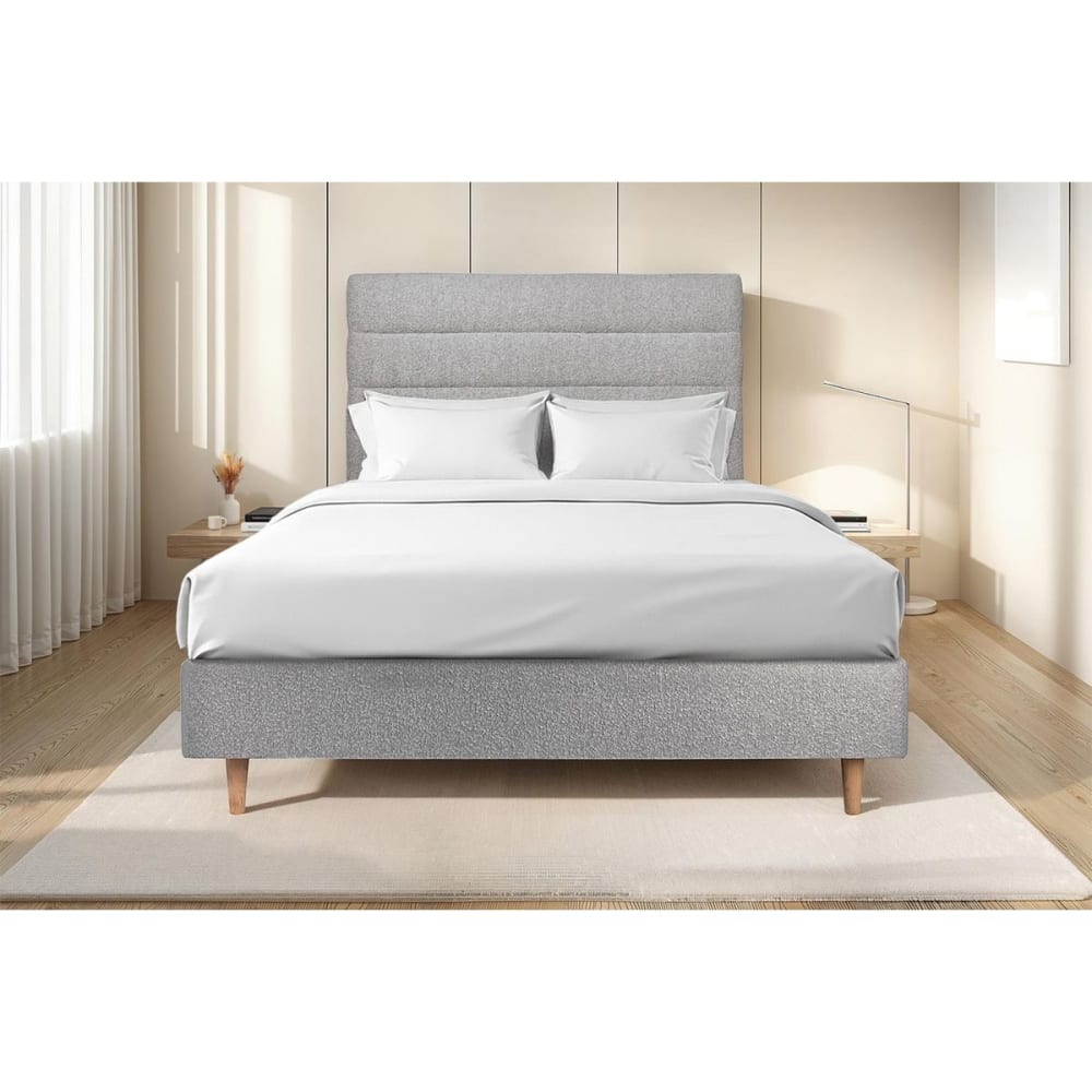 Tete de lit lignes bouclette gris 160x120