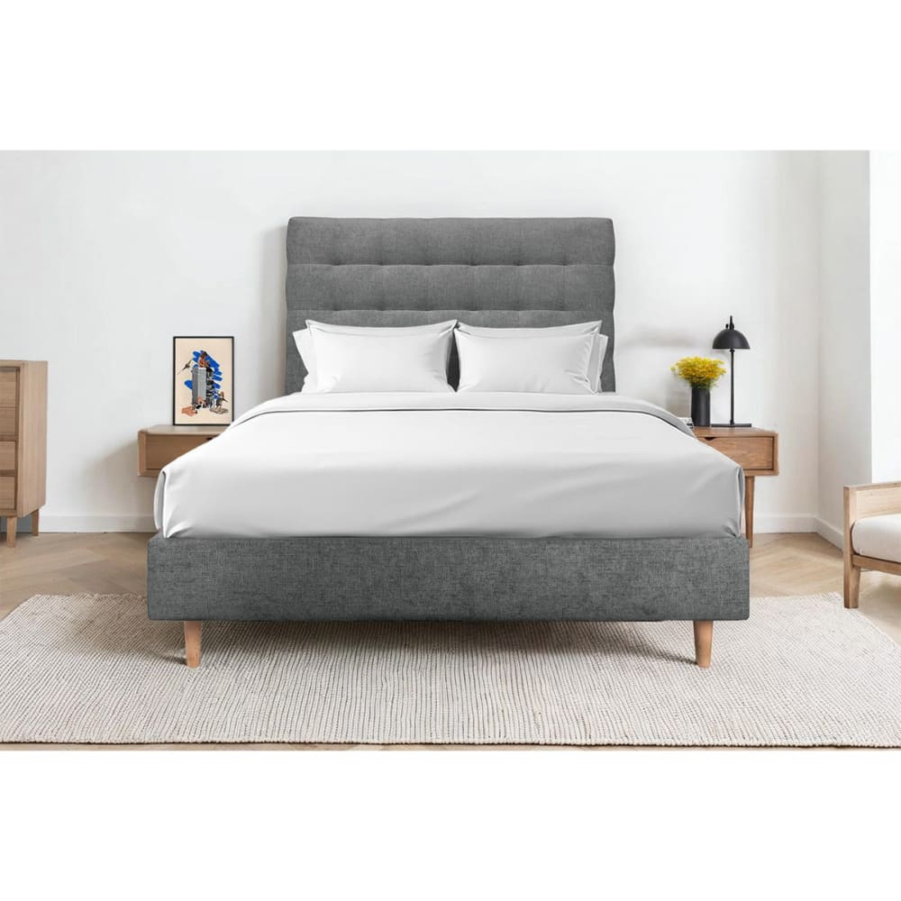 Tete de lit capitonnée tissu gris anthracite 200x120