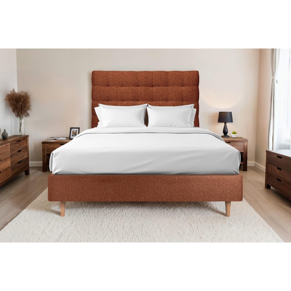 Tete de lit capitonnée bouclette terracotta 180x120