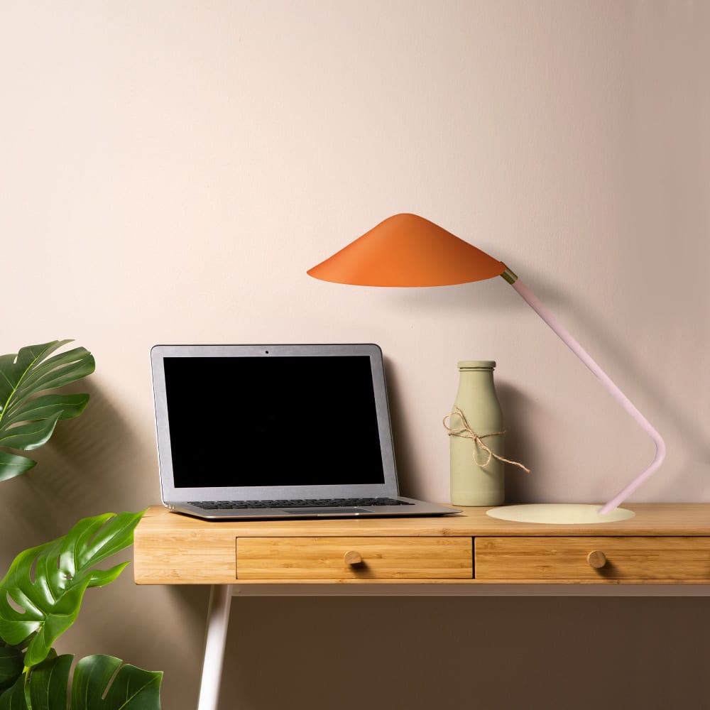 Lampe à poser métal multicolore abat-jour orange — vue 3