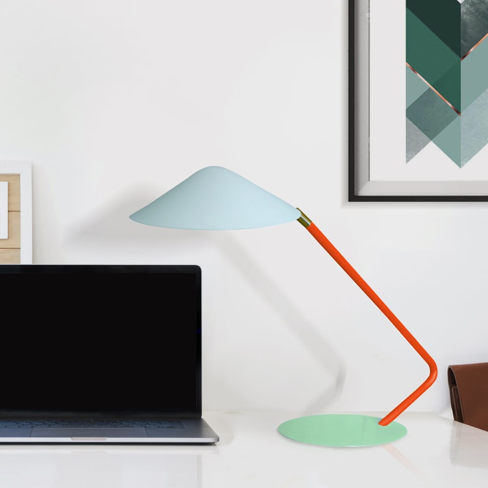 Lampe à poser métal multicolore abat-jour bleu — vue 3