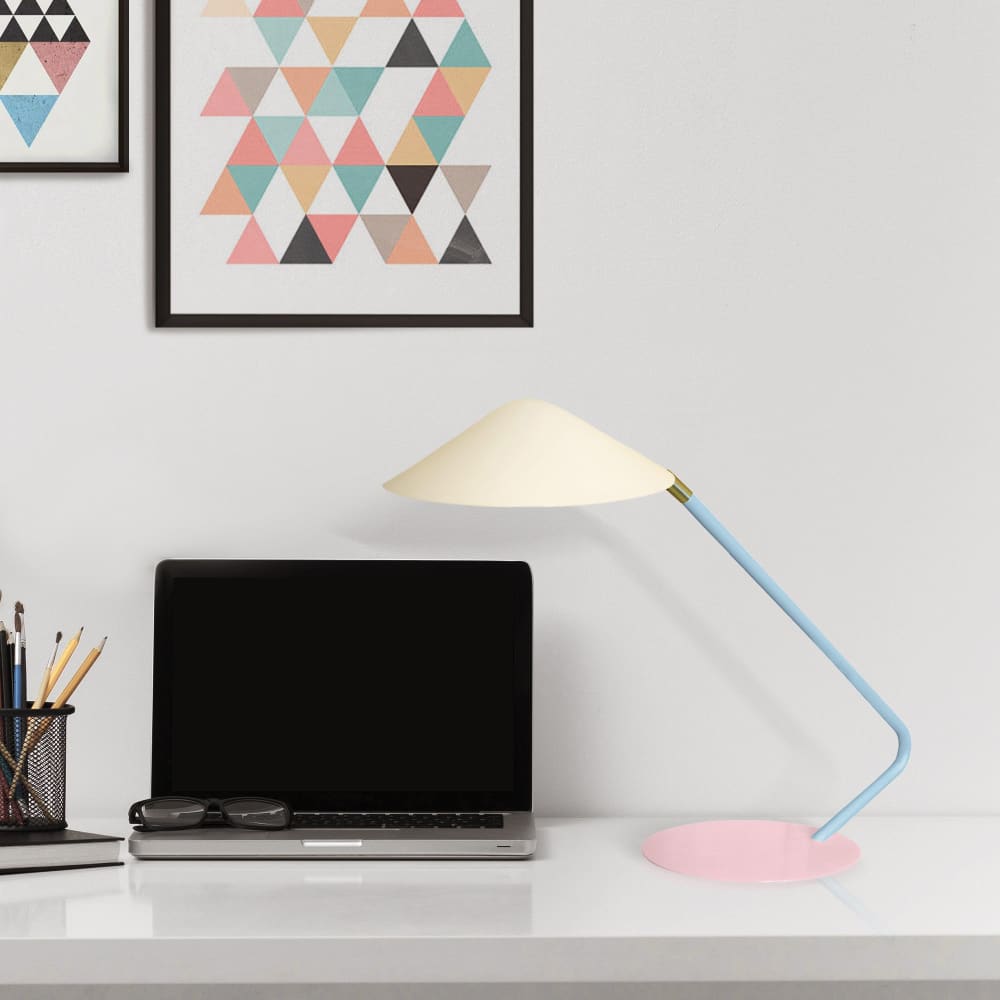 Lampe à poser métal multicolore abat-jour beige — vue 3
