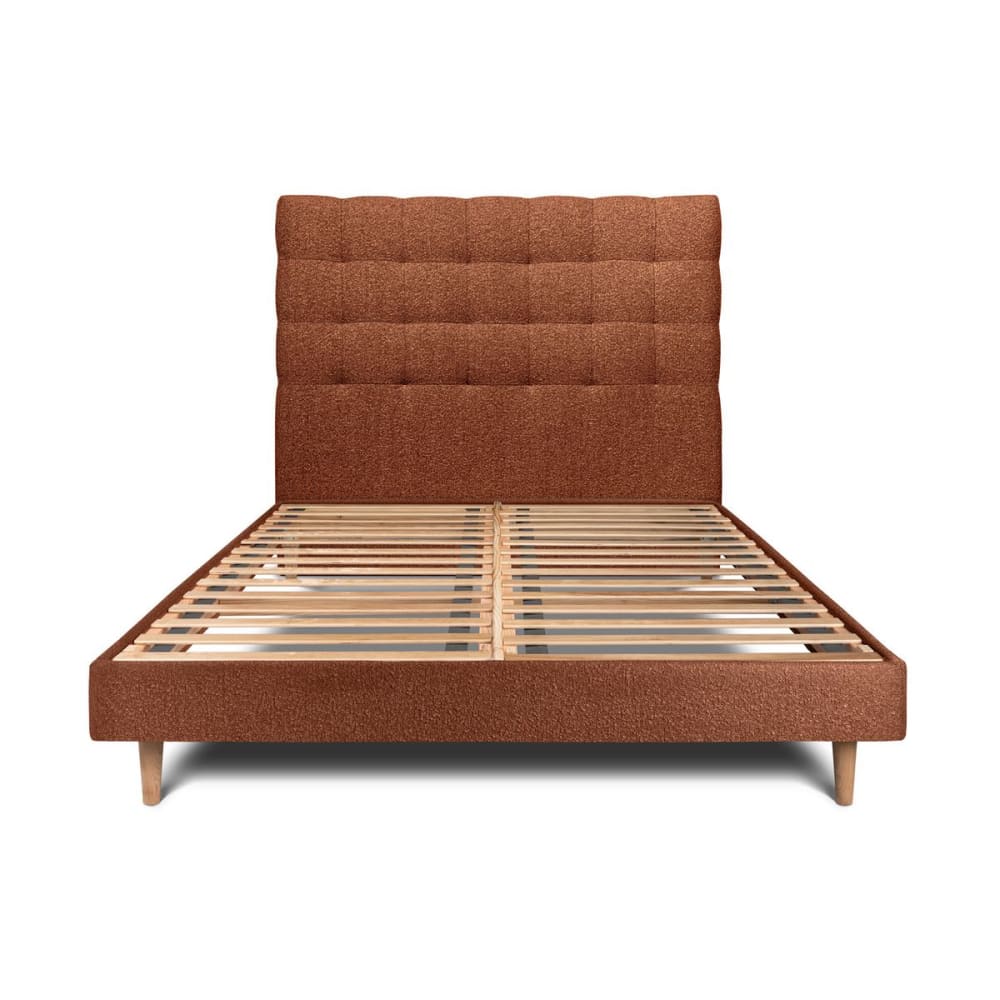 Lit avec tête de lit capitonnée et sommier kit Terracotta 160x200