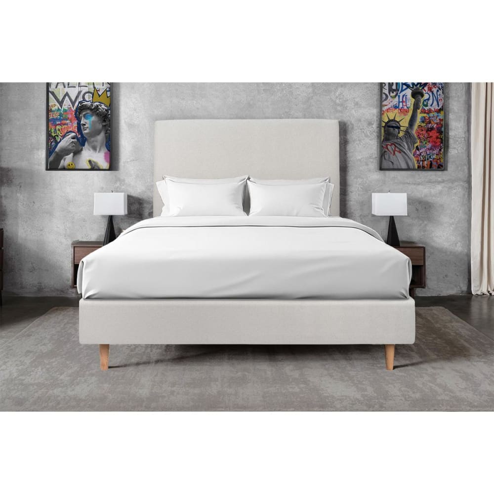 Sommier tapissier velours gris clair 160x200 - Maisons du Monde