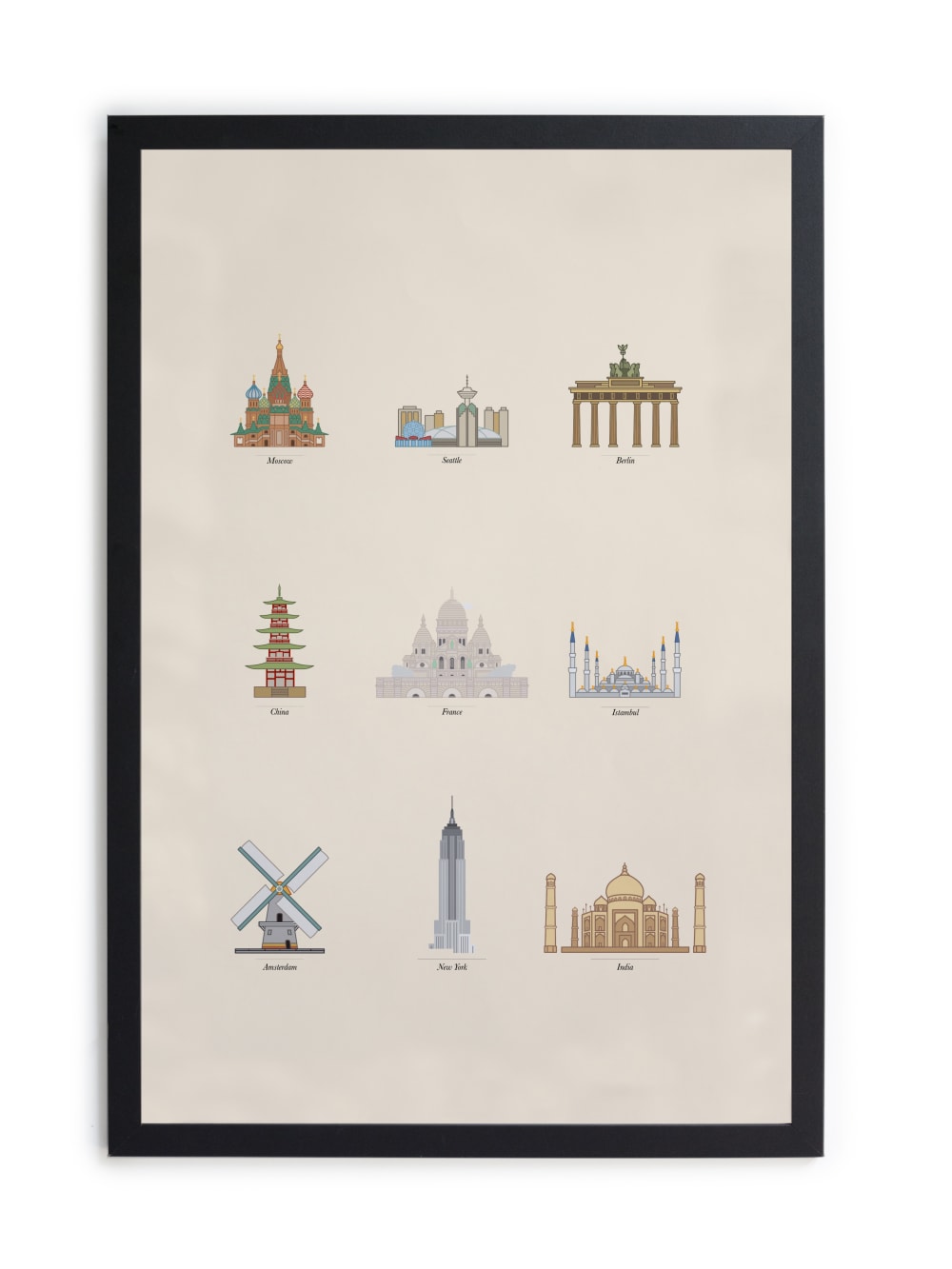 Tableau avec cadre noir 40x30 Icônes Célèbres