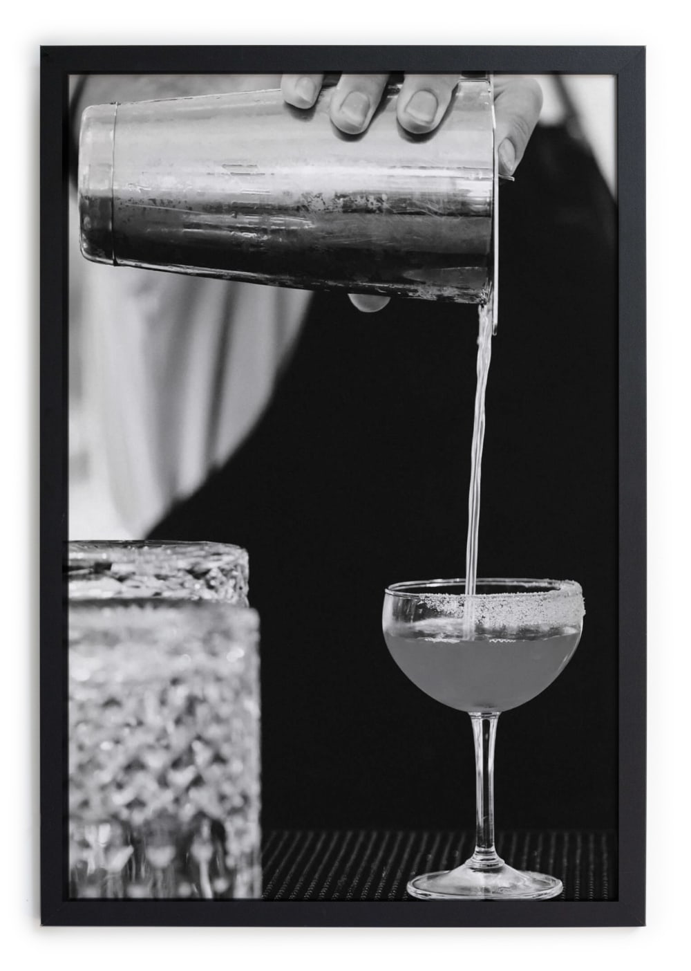 Surdic Gemälde mit schwarzem Rahmen 40x30 Barkeeper Cocktail style modern - Holz