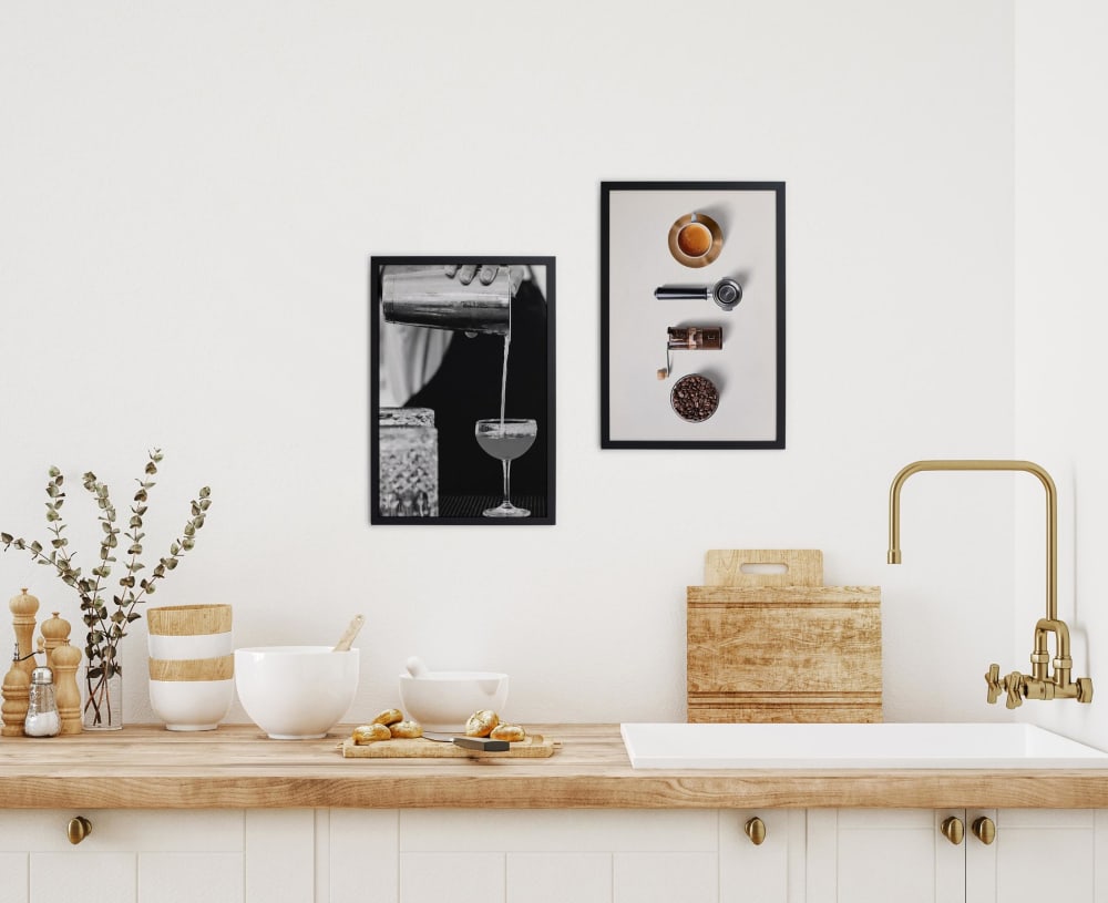 Tableau avec cadre noir 40x30 Barman Cocktail